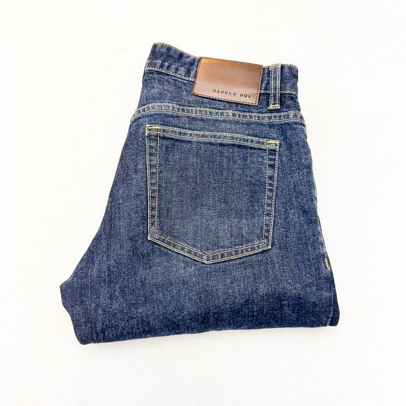 Dapper Boi Dark Wash Denim Straight Jeans Zip Fly Size 30 EUC - Picture 1 of 7